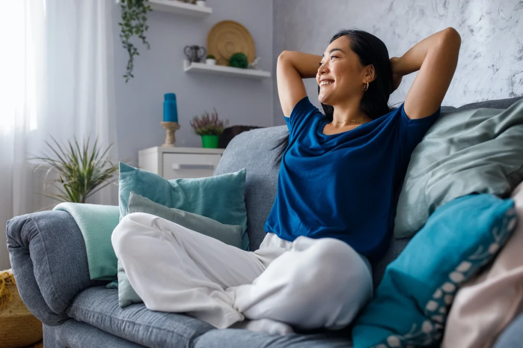 Woman relaxing on the couch
