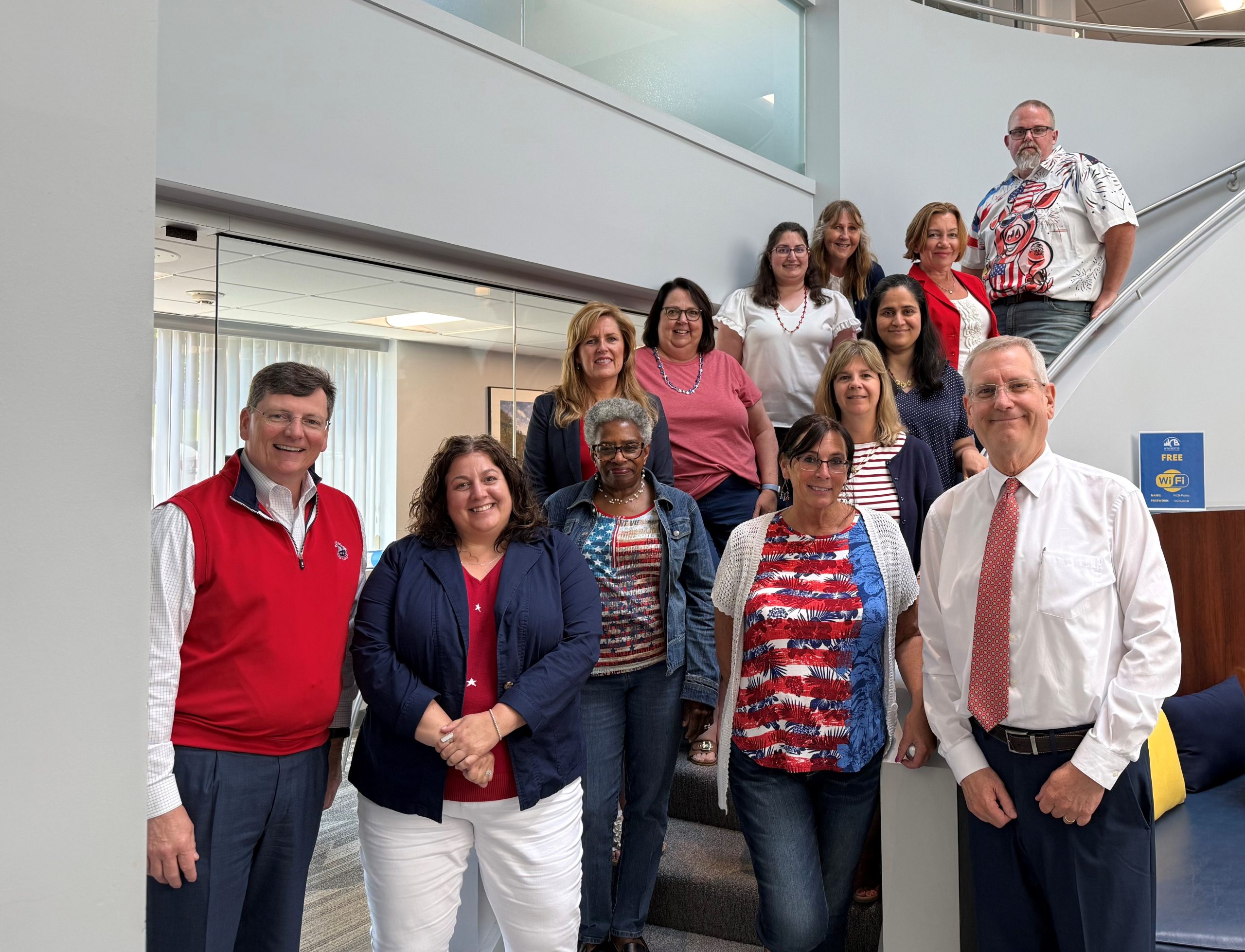 Group dressed in red white and blue