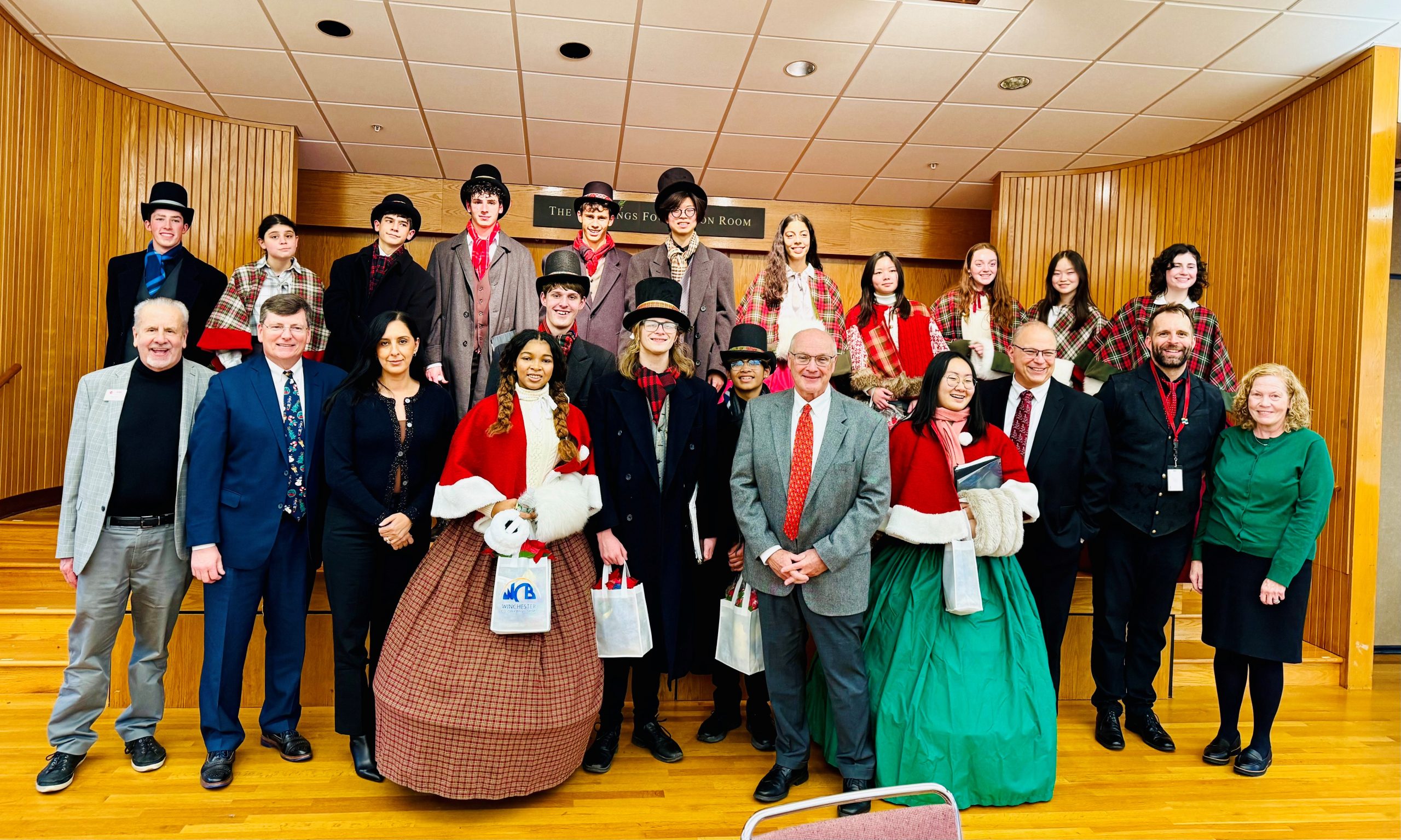 group of chorus singers and bank employees