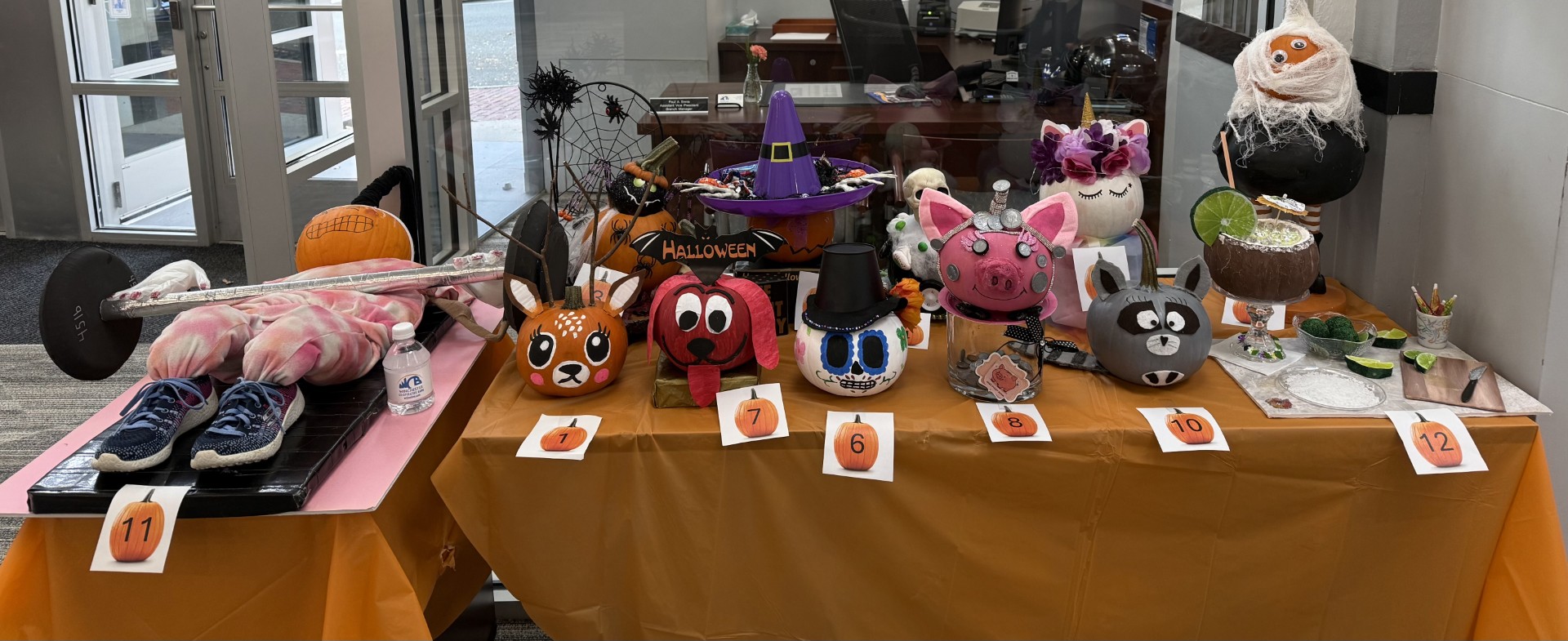 all the pumpkins on the tables